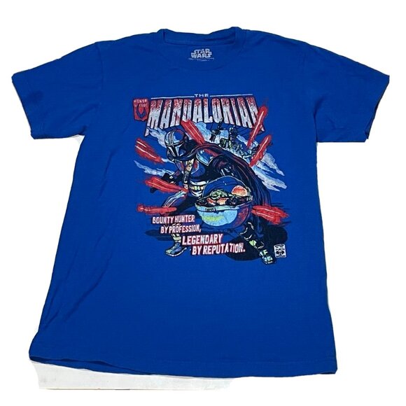 Star Wars The Mandalorian shirt adult small Fifth Sun short sleeve blue - Picture 1 of 7